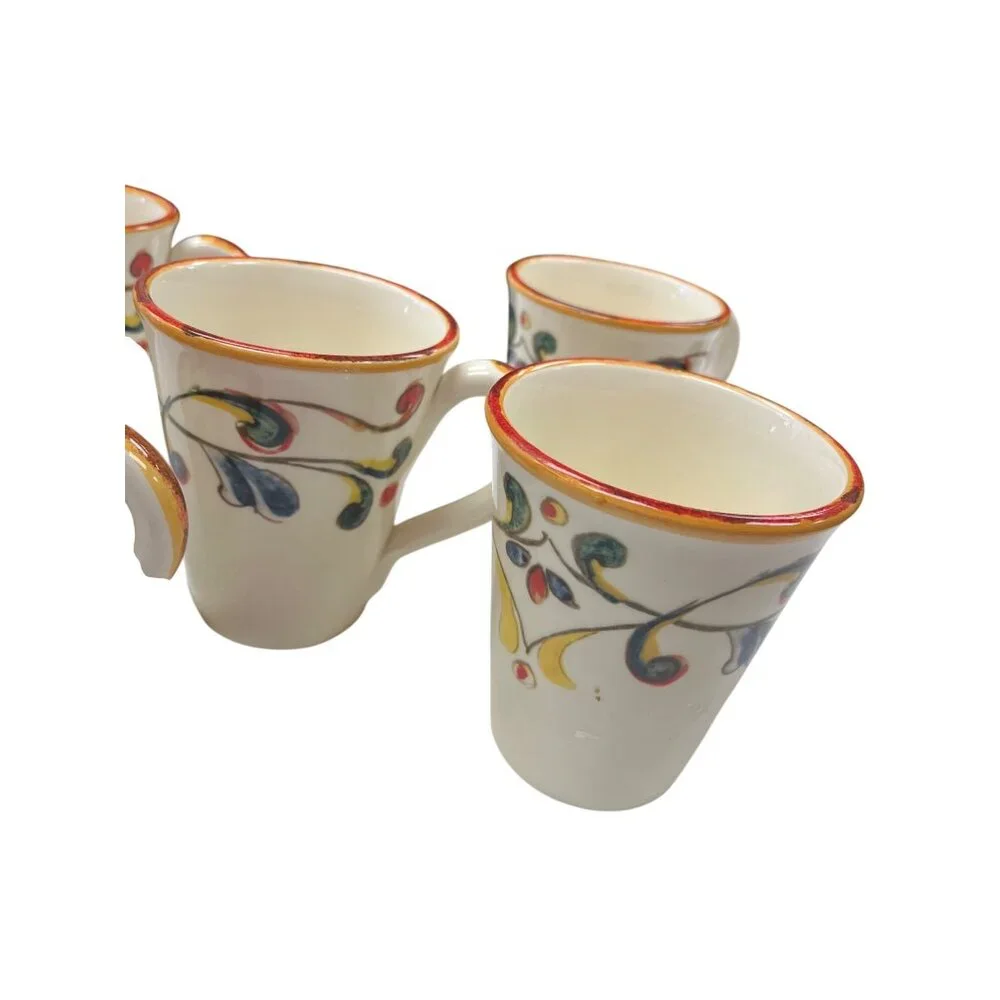 Sur La Table Italian handcrafted multi color ceramic 5 piece mug set SKU 9940